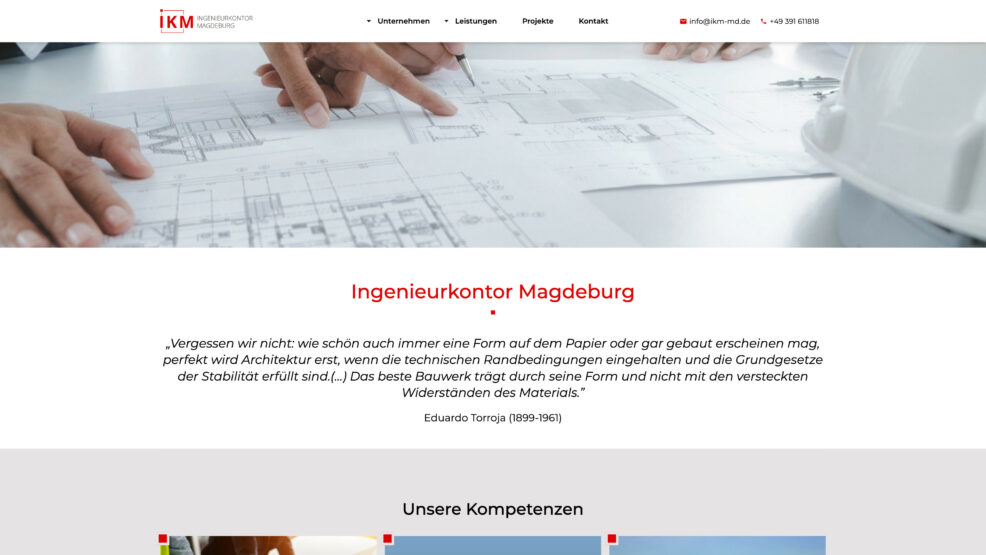 Webdesign und Programmierung für  IKM Ingenieurkontor Magdeburg 