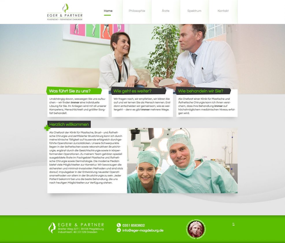 Webdesign und Programmierung für  Eger & Partner – Plastische und Ästhetische Chirurgie 