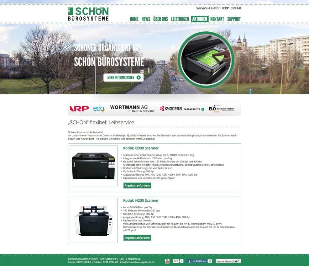 Website für  Schön Bürosysteme GmbH 