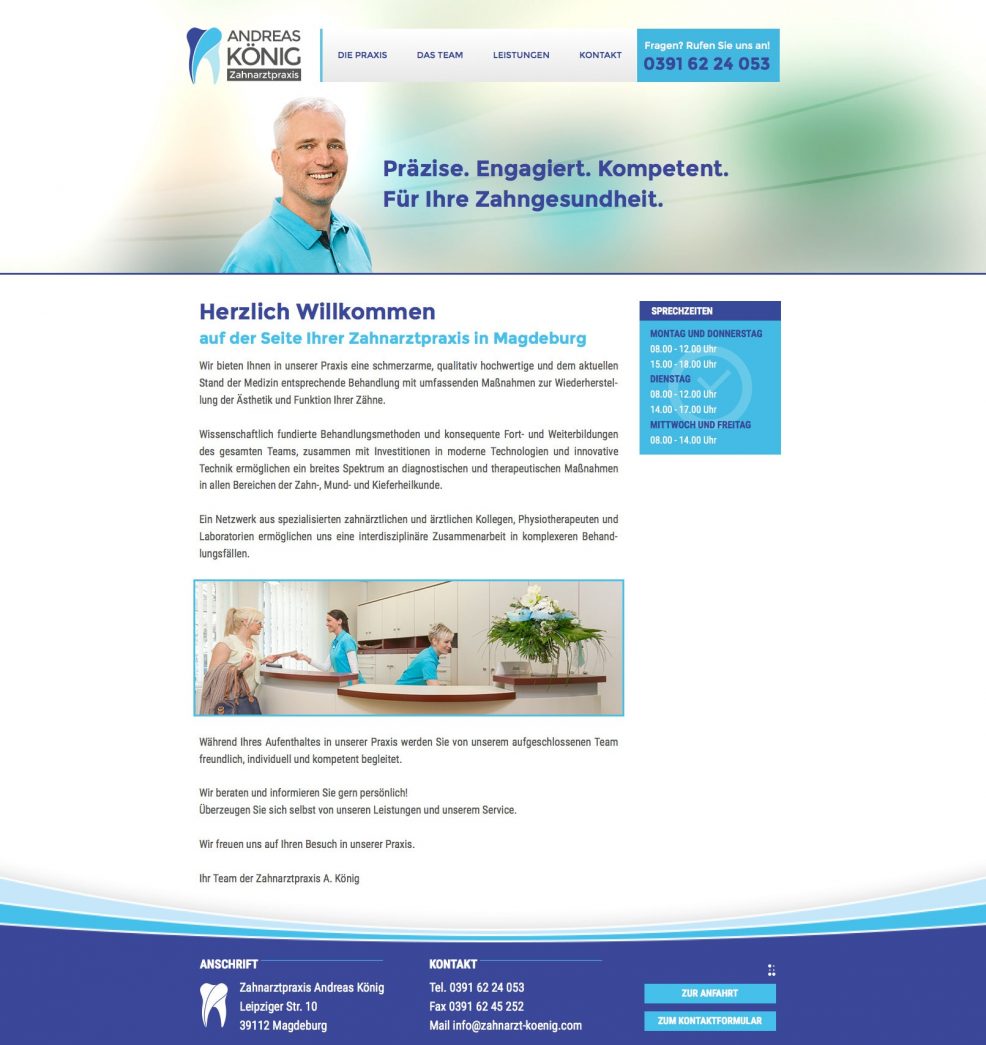 Webdesign und Programmierung für  Zahnarztpraxis Andreas König 