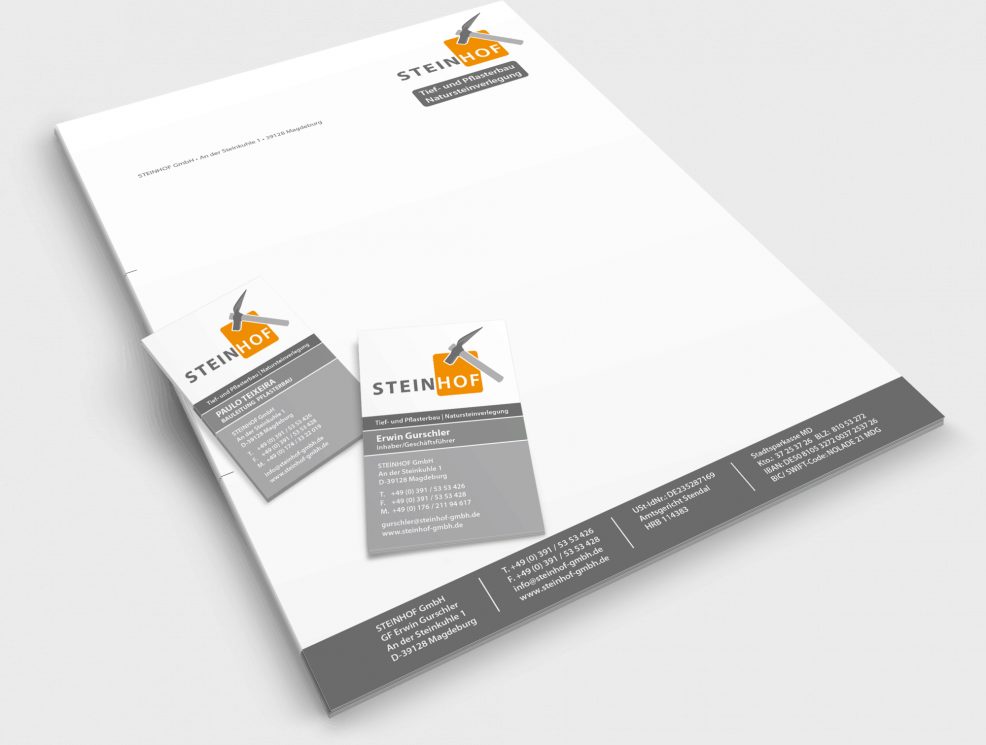 Briefkopf und Visitenkarten für  Steinhof GmbH 