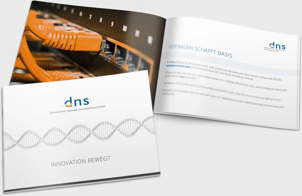 Broschüre für  dns Datentechnik, Netzwerk und Systemhaus GmbH 