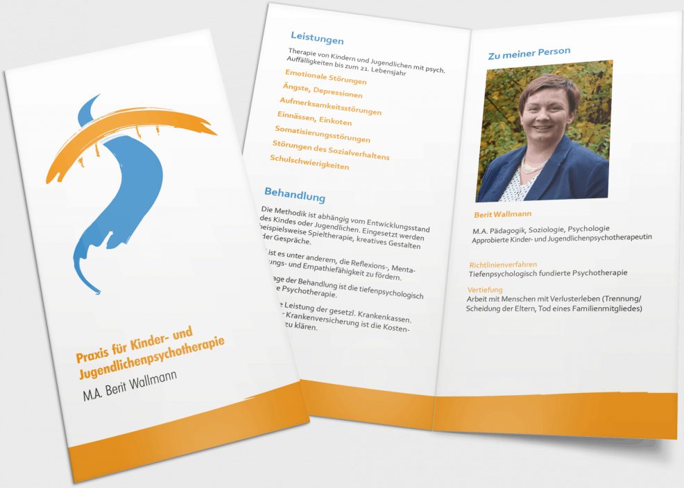Faltblatt für  Praxis für Kinder- und Jugendlichenpsychotherapie, Berit Wallmann 
