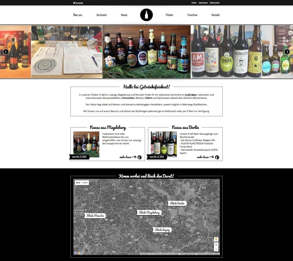 Webdesign und Programmierung für  Getränkefeinkost GmbH 