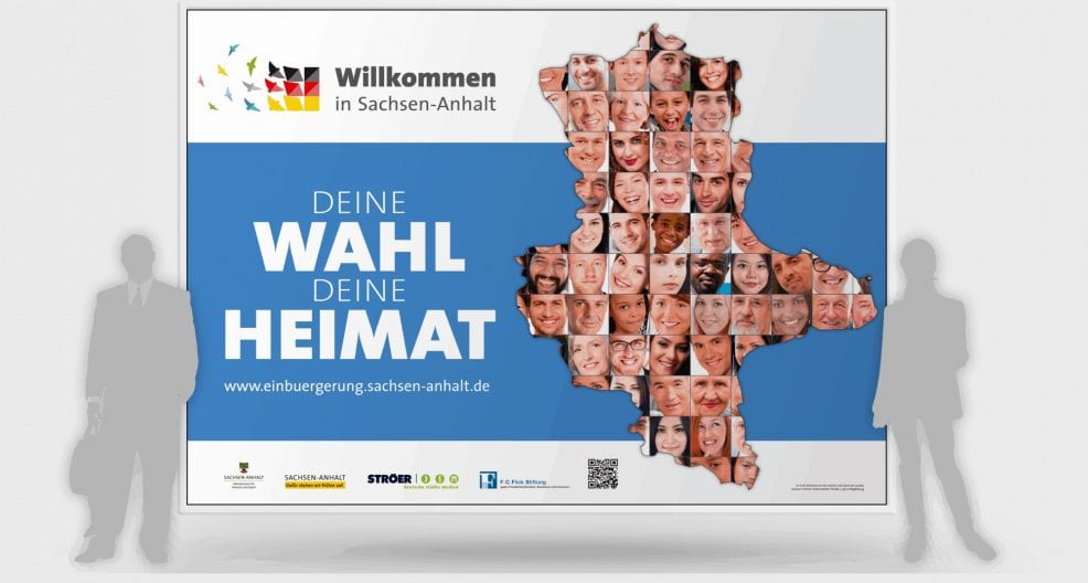 Großplakat der Einbürgerungskampagne für  Ministerium für Inneres und Sport des Landes Sachsen-Anhalt 
