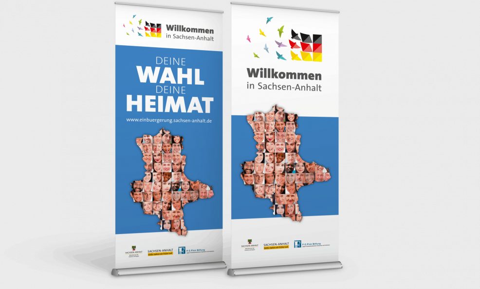 Rollup-Displays der Einbürgerungskampagne für  Ministerium für Inneres und Sport des Landes Sachsen-Anhalt 