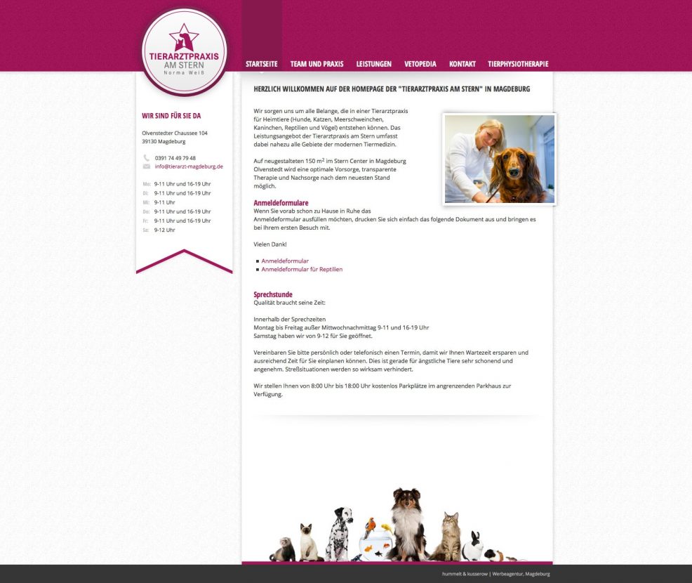 Webdesign und Programmierung für  Tierarztpraxis am Stern, Norma Weiß 