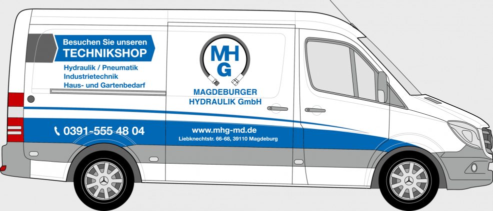 Fahrzeugbeschriftung für  Magdeburger Hydraulik GmbH 