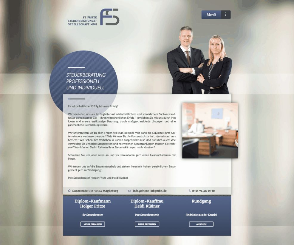 Webdesign und Programmierung für  FS Fritze Steuerberatungsgesellschaft mbH 