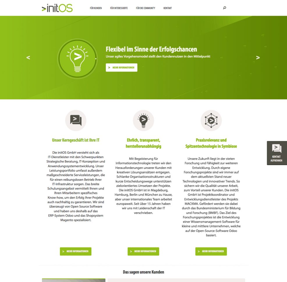 Webdesign + Programmierung für  initOS GmbH 