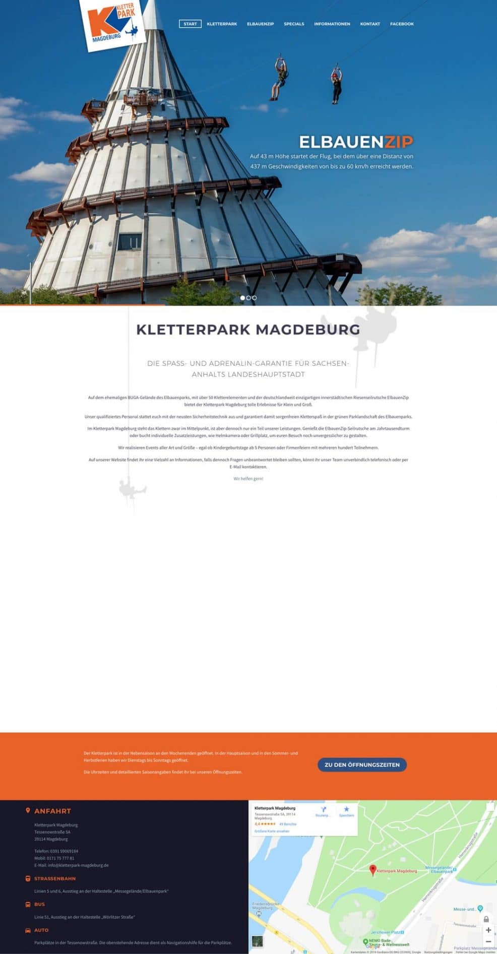 Website für  Kletterpark Magdeburg 