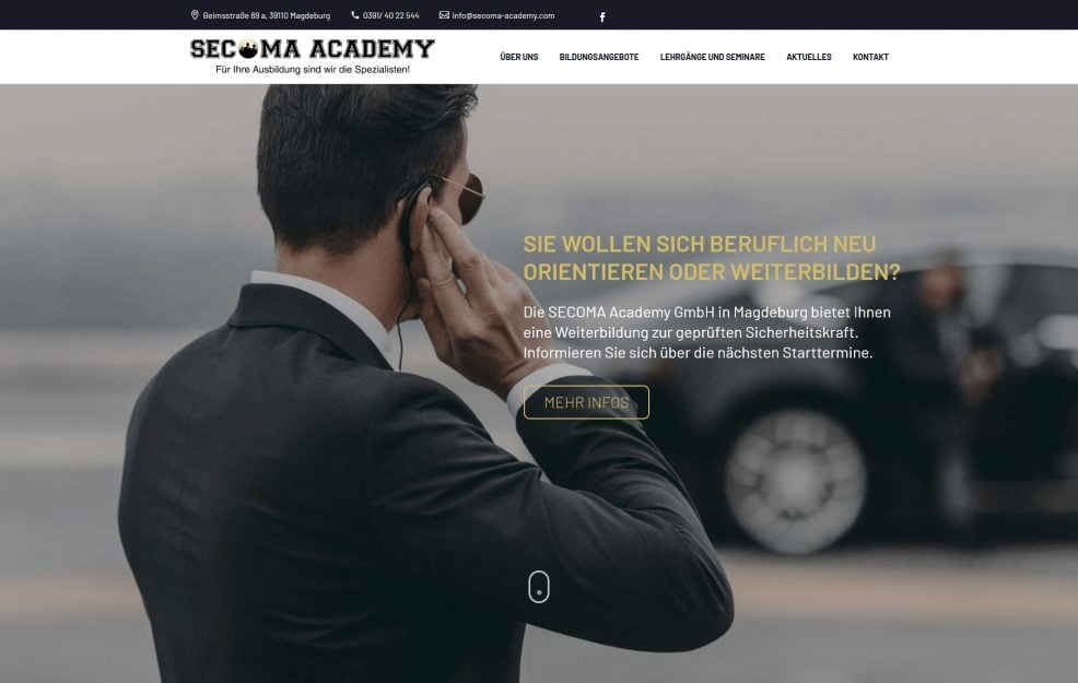 Webdesign und Programmierung für  SECOMA Academy GmbH 