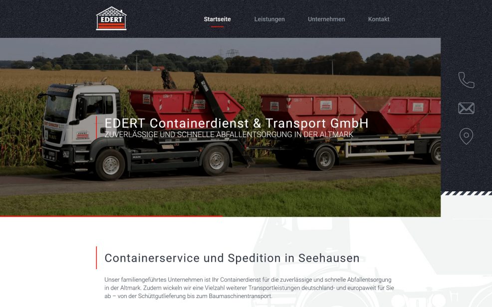 Webdesign und Programmierung für  Edert Containerdienst und Transport GmbH 