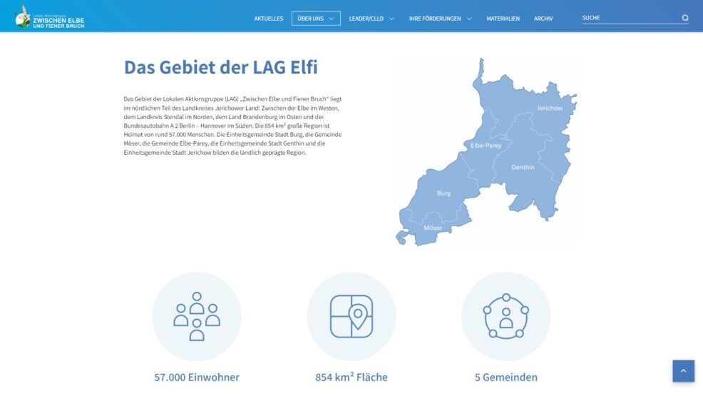 Webdesign und Programmierung für  Regionalentwicklung Zwischen Elbe und Fiener Bruch e.V. 