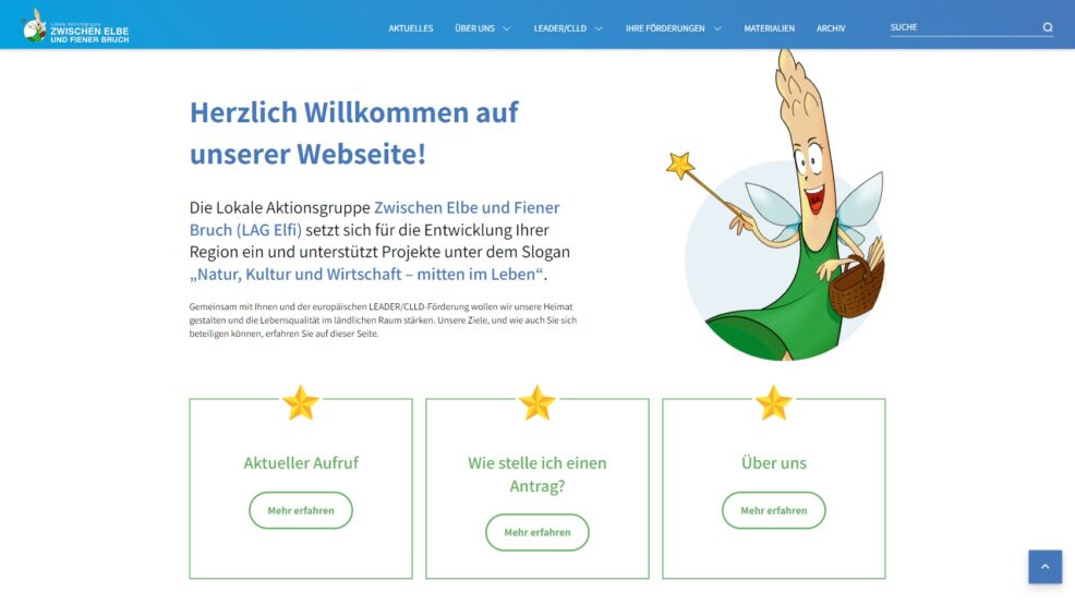 Webdesign und Programmierung für  Regionalentwicklung Zwischen Elbe und Fiener Bruch e.V. 