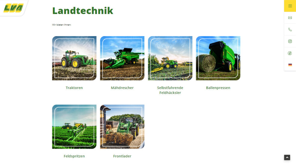 Webdesign und Programmierung für  LVA Landtechnik GmbH 